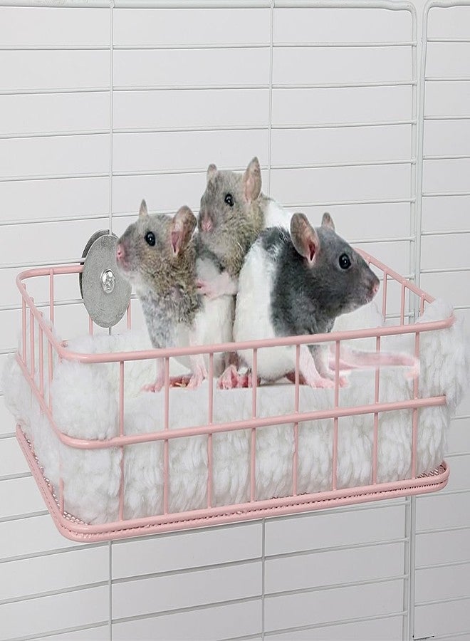 WOLEDOE Rat Metal Cage Platform, Chinchilla Toys and Cage Accessories Ledge Ramp fit Ferret, Guinea Pig, Sugar Glider - Pink - Image 1
